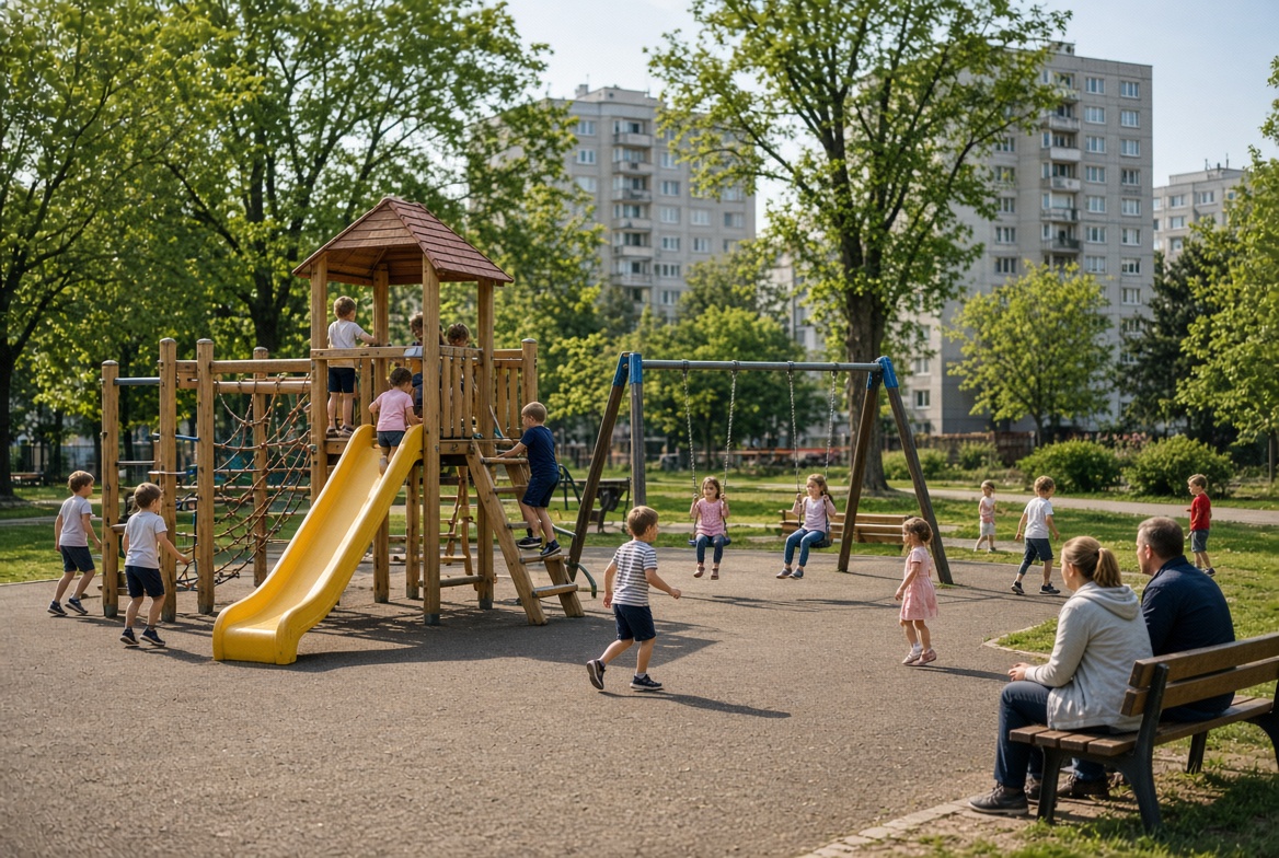 Dětské hřiště na sídlišti — místo pro děti, rodiče i sousedy