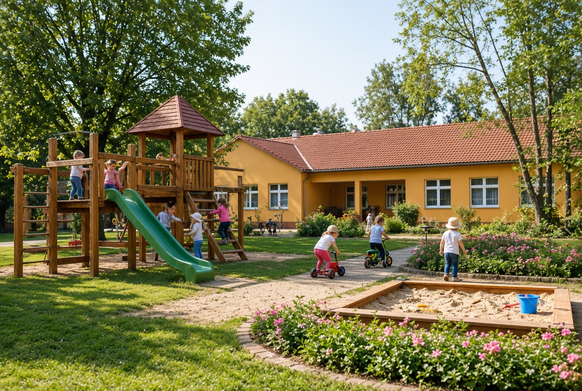 Zahrada mateřské školy — místo pro děti, rodiče a pedagogy